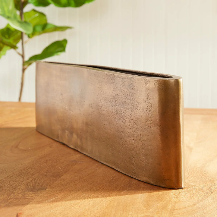 Narrow Vase in Antique Brass