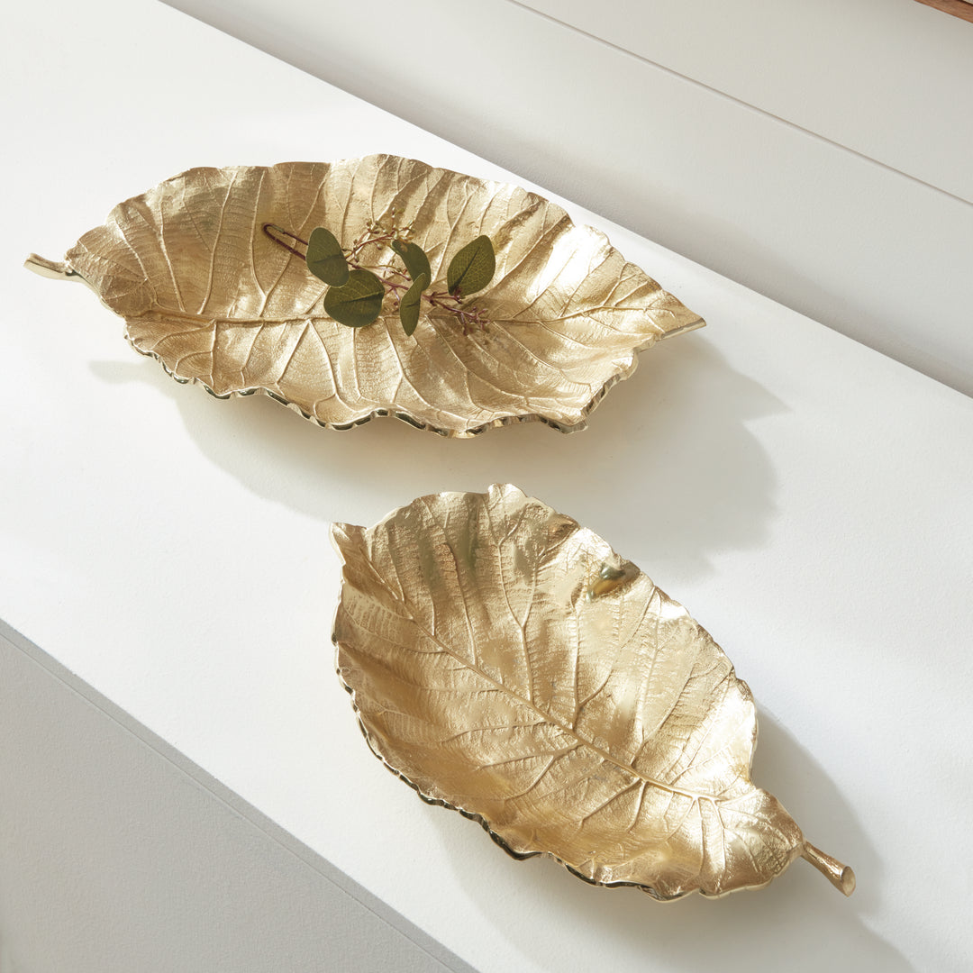 Gold Allegra Grand Leaf Tray