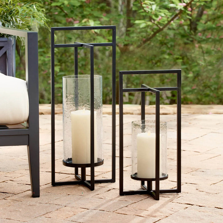Small Modern Black Geometric Indoor Lantern