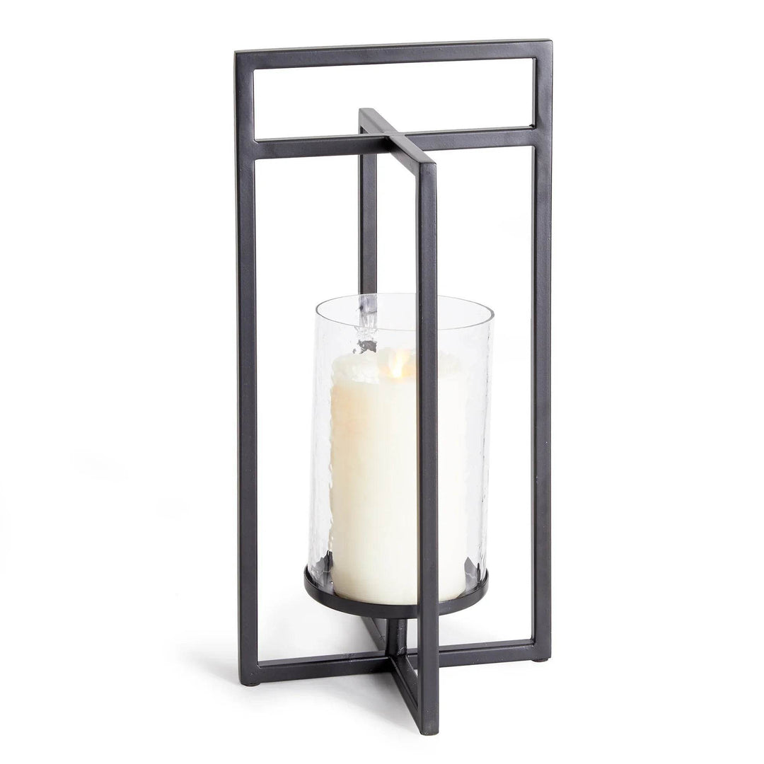 Small Modern Black Geometric Indoor Lantern