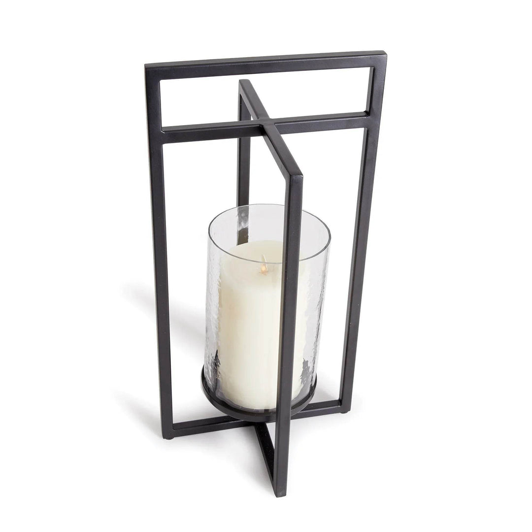 Small Modern Black Geometric Indoor Lantern