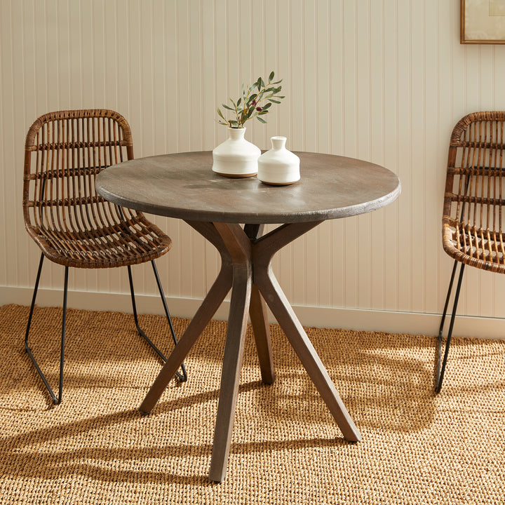 Mid-Century Mango Wood Café Table with Grey Wash Finish