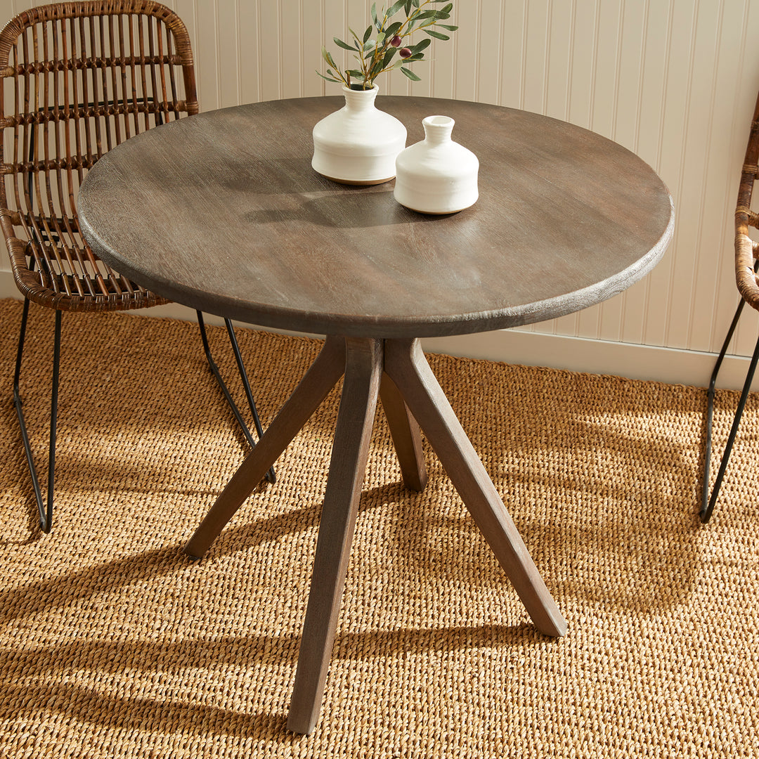 Mid-Century Mango Wood Café Table with Grey Wash Finish