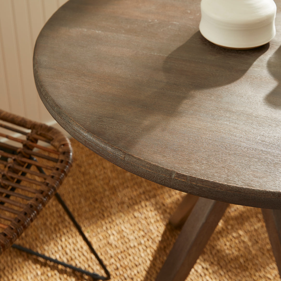 Mid-Century Mango Wood Café Table with Grey Wash Finish