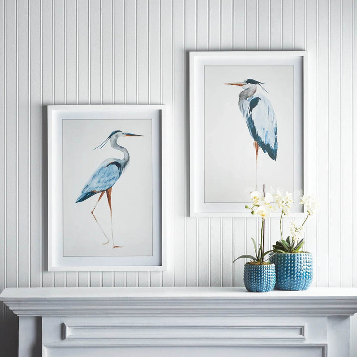 Blue Heron Wall Prints, Set Of 2