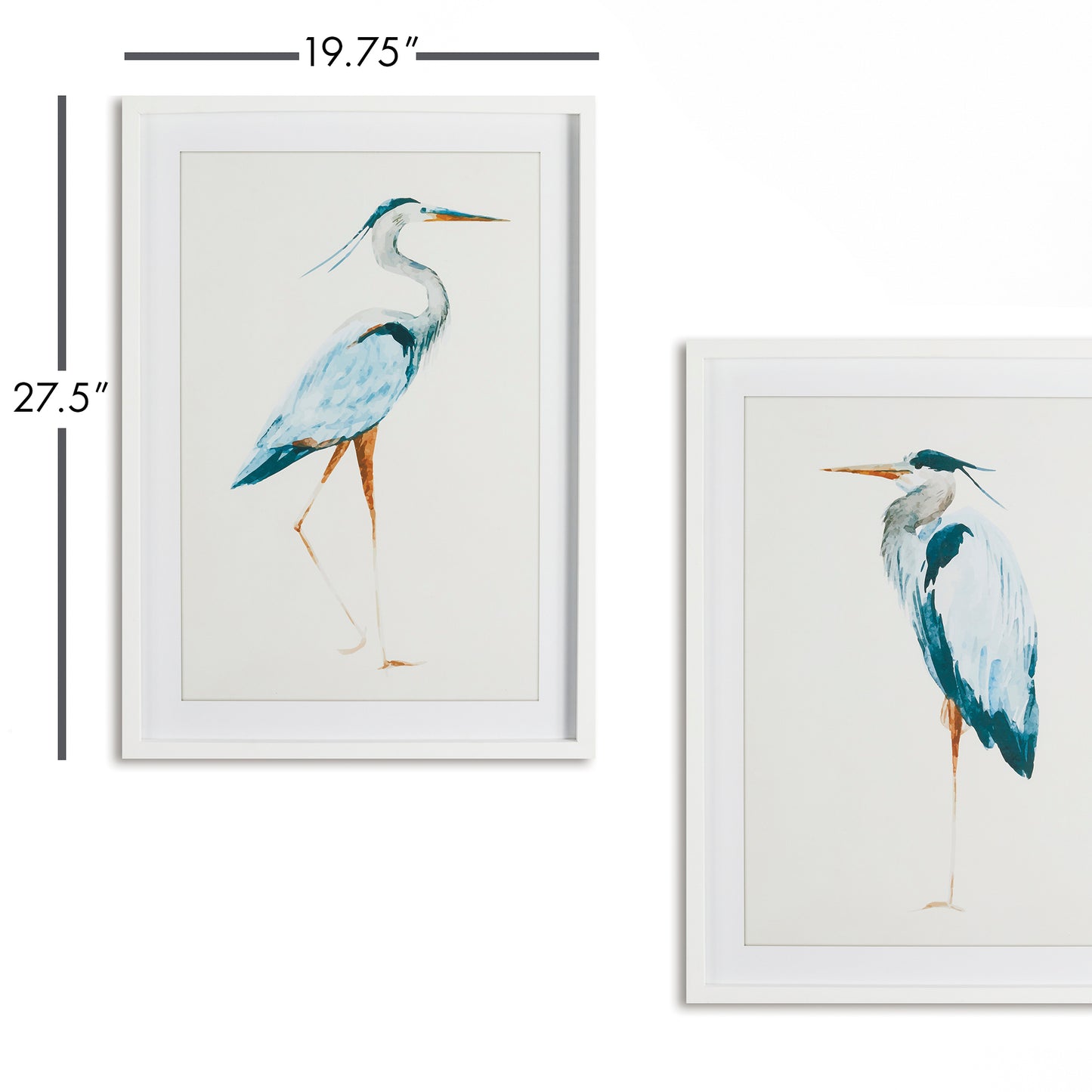 Blue Heron Wall Prints, Set Of 2