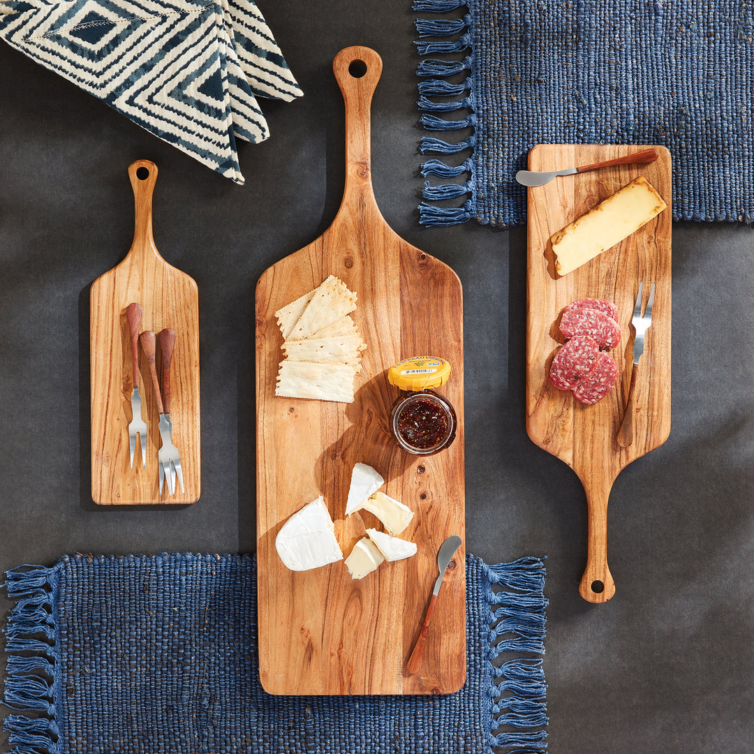 Acacia Wood Charcuterie Serving Board Set with Food