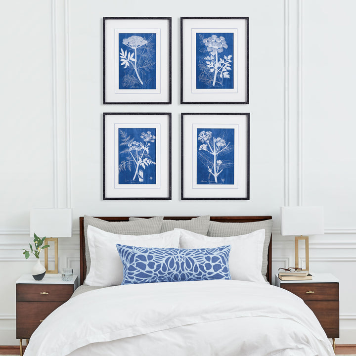 Blue Botanical Wall Prints, Set Of 4