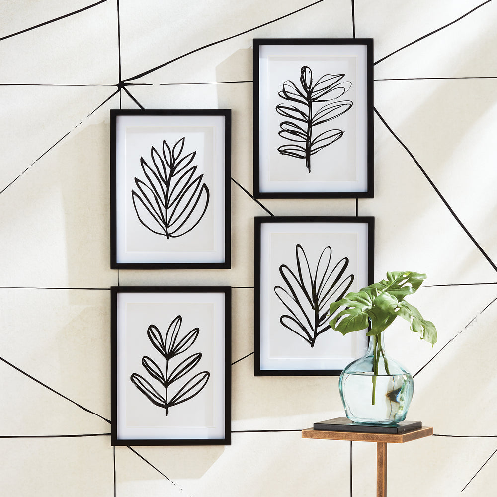 Sketched Leaf Wall Prints, Set Of 4