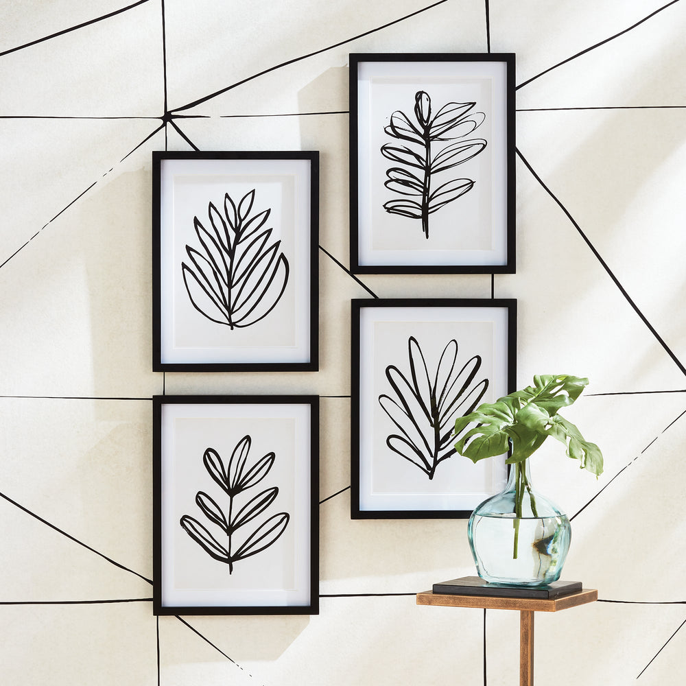 Sketched Leaf Wall Prints, Set Of 4