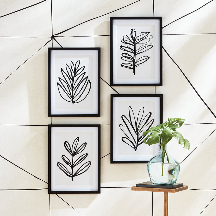 Sketched Leaf Wall Prints, Set Of 4