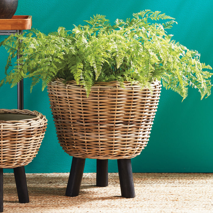 Large Handwoven Rattan Plant Riser