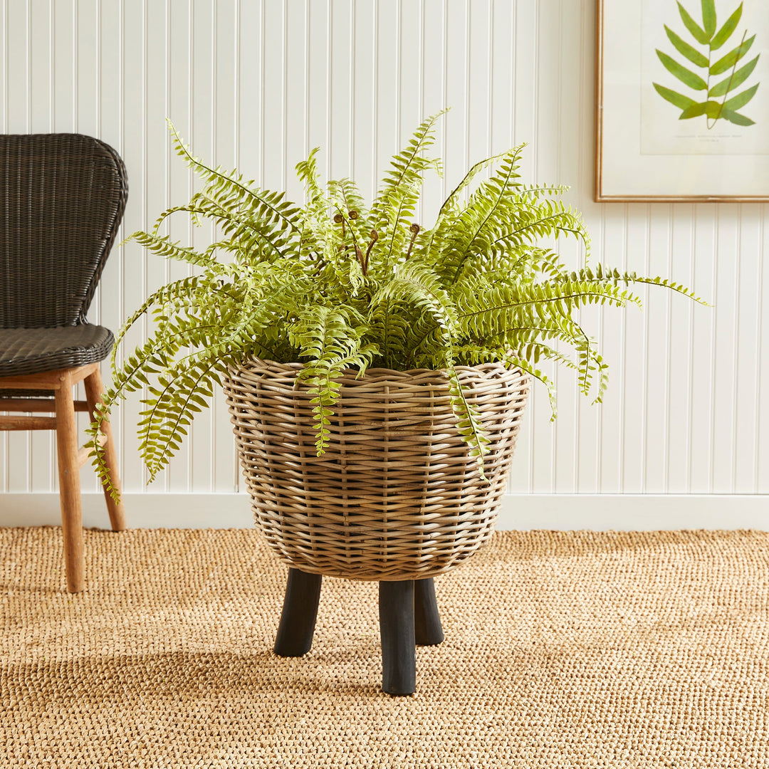 Large Handwoven Rattan Plant Riser