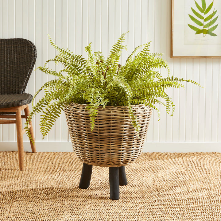 Large Handwoven Rattan Plant Riser