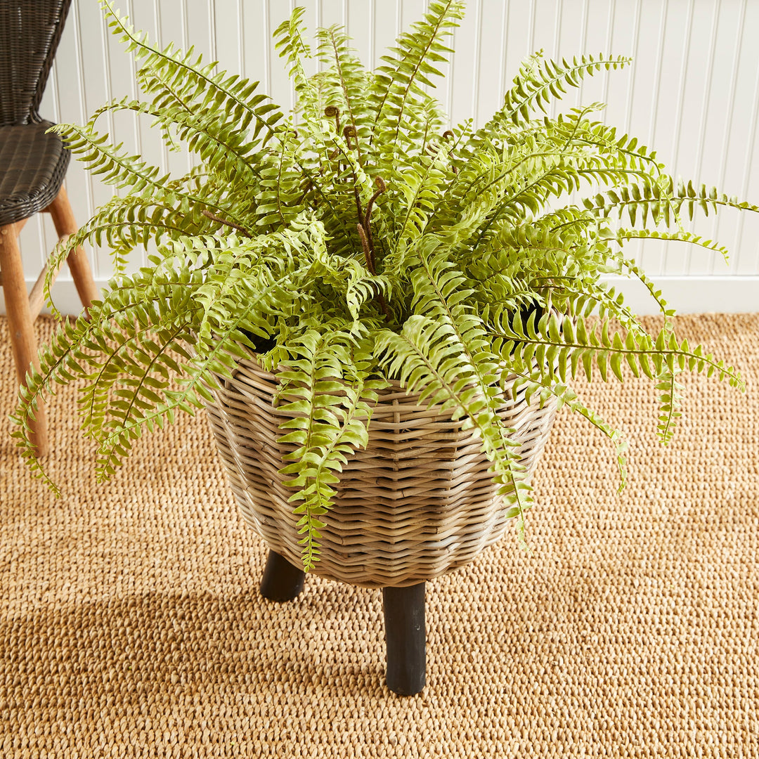 Large Handwoven Rattan Plant Riser