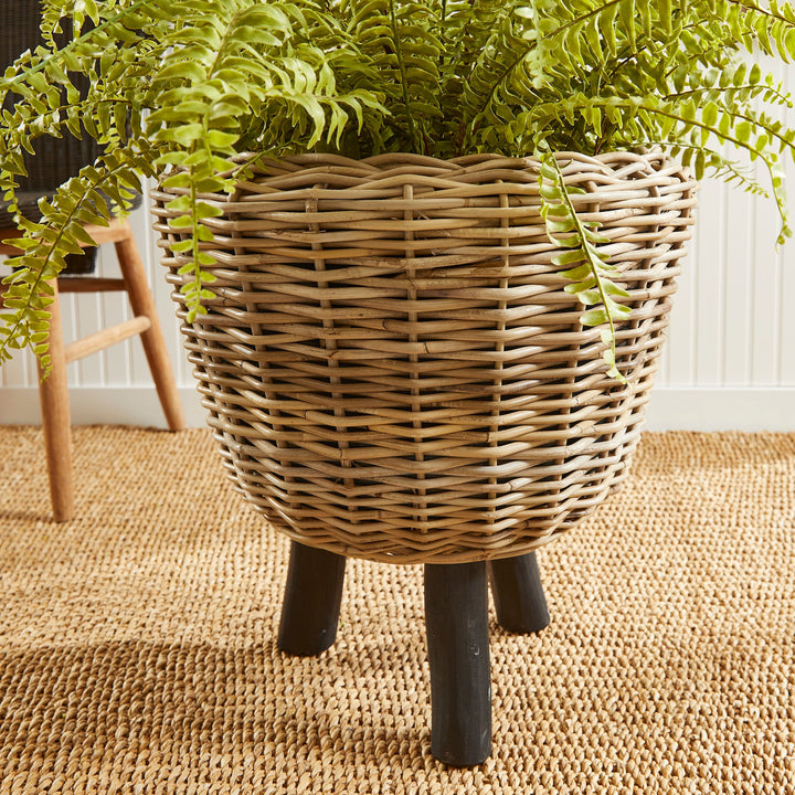 Large Handwoven Rattan Plant Riser