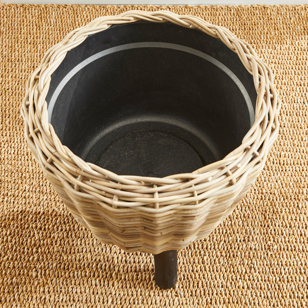 Large Handwoven Rattan Plant Riser