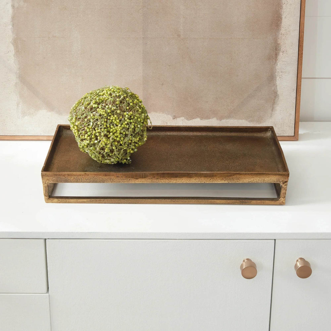 Antique Brass Raised Rectangular Tray