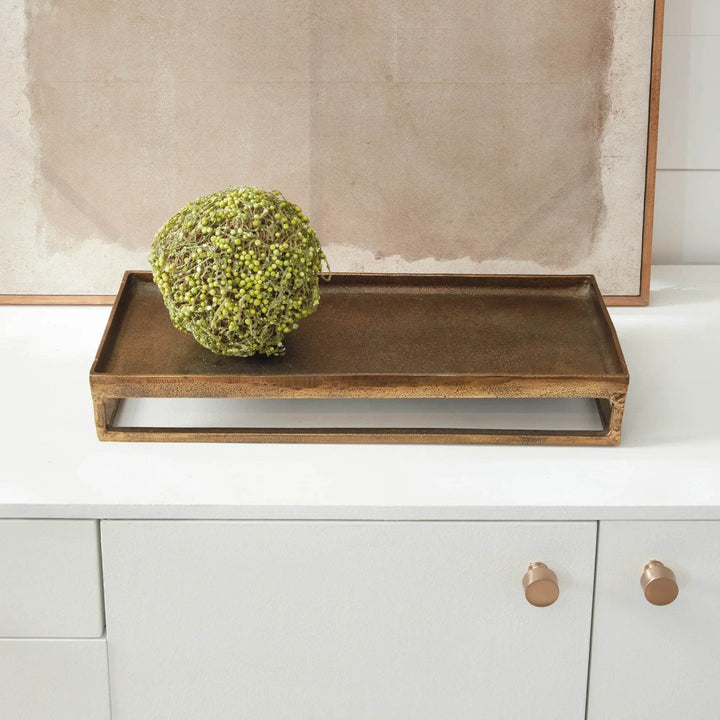 Antique Brass Raised Rectangular Tray