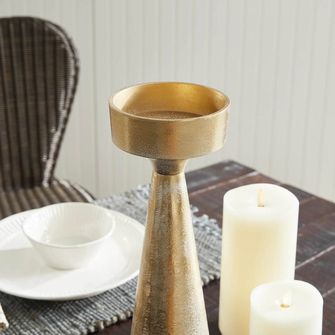 Large Elegant White Ash Gold Large Candle Stand for Home Decor
