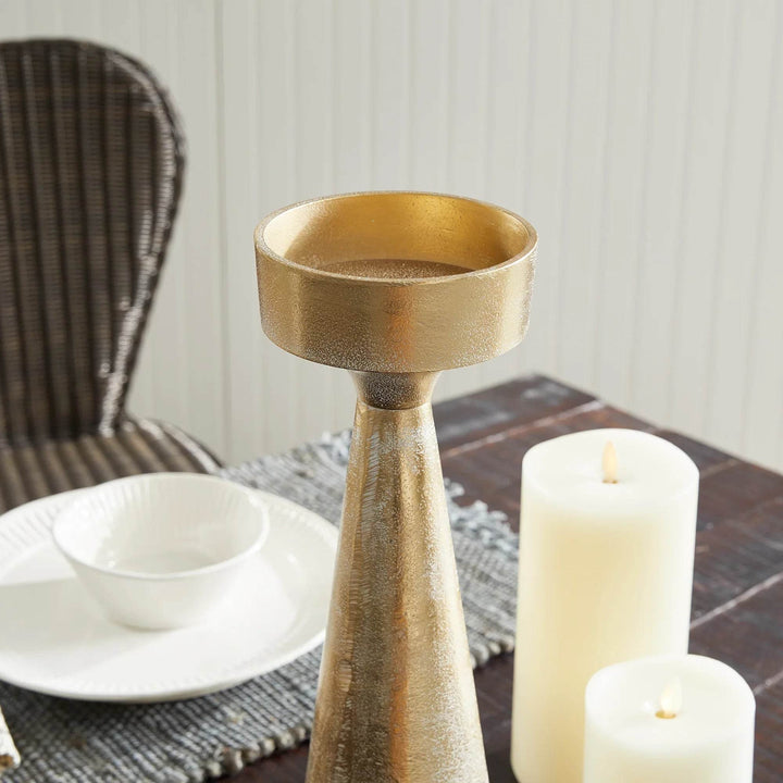 Large Elegant White Ash Gold Large Candle Stand for Home Decor