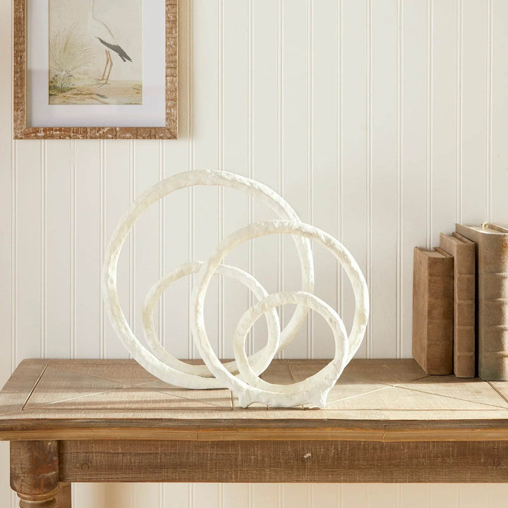Modern White Abstract Circular Sculptures