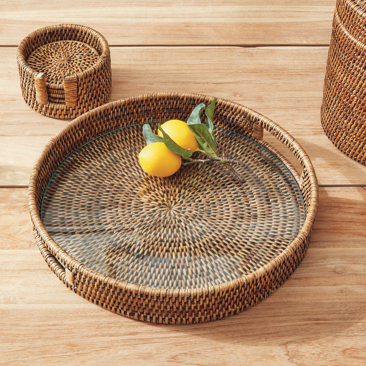 Burma Rattan Serving Tray, Brown