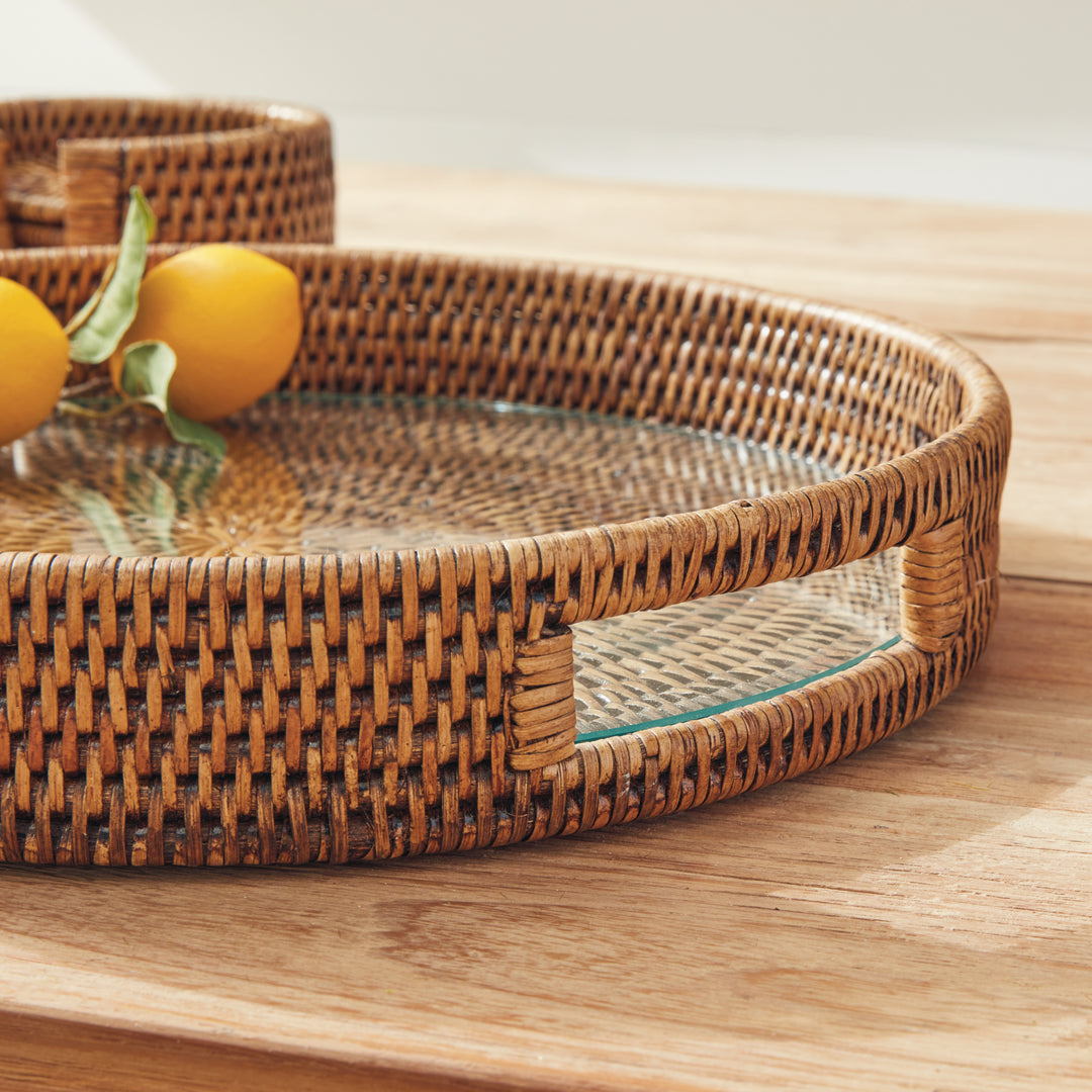 Burma Rattan Serving Tray, Brown