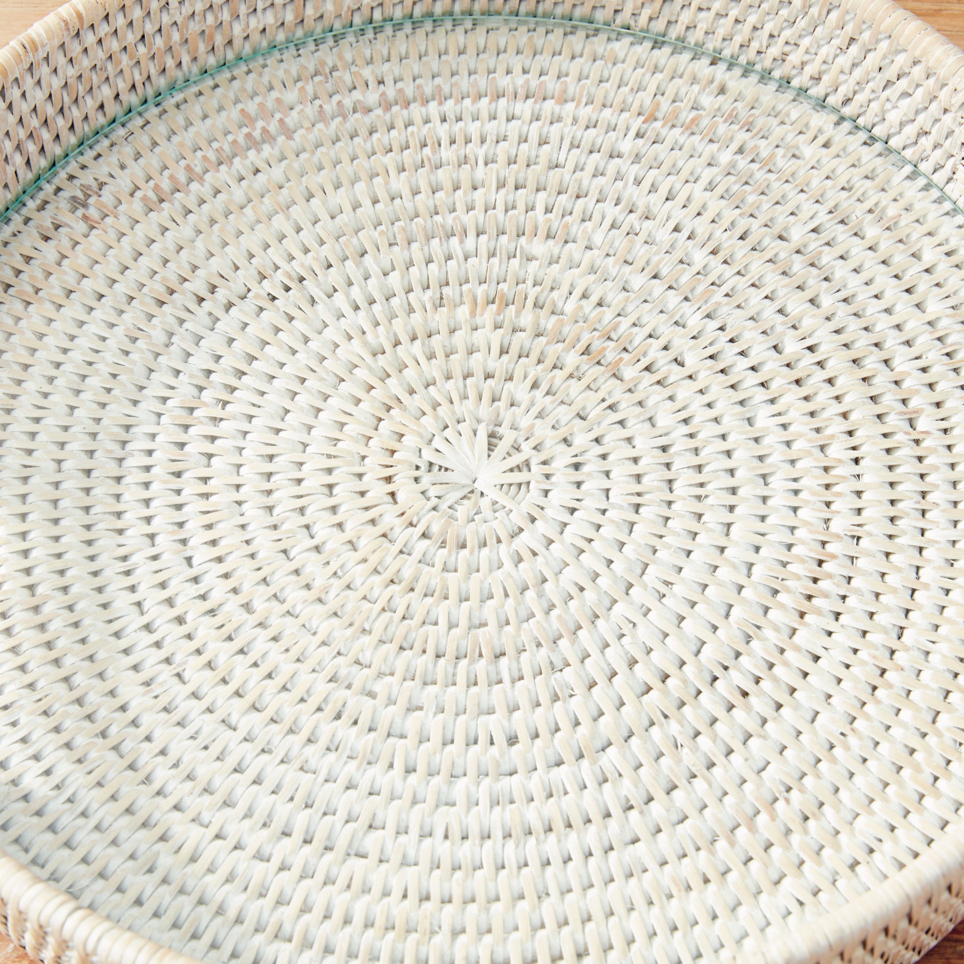 Burma Rattan Serving Tray, Whitewash