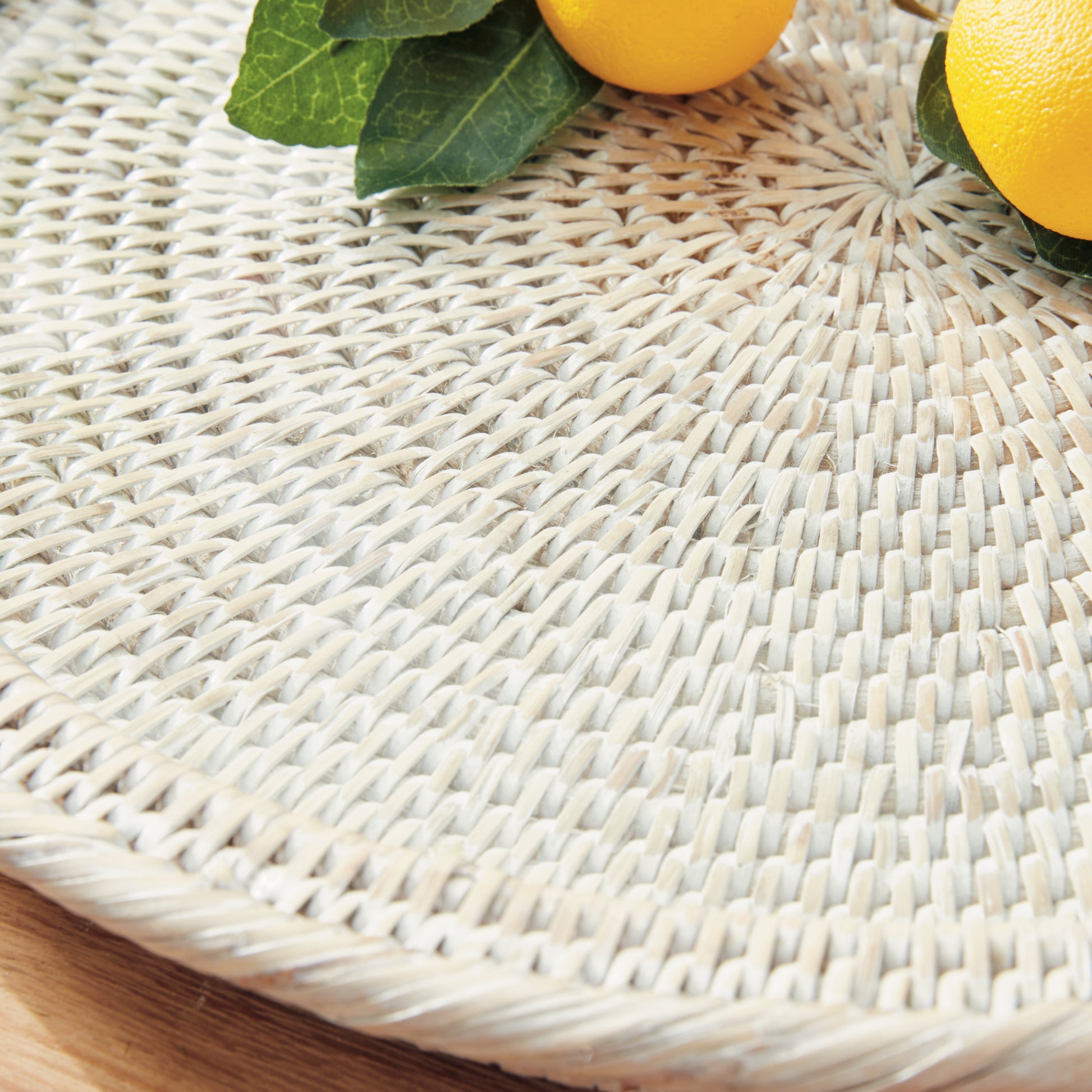 Burma Rattan Serving Platter, Whitewash