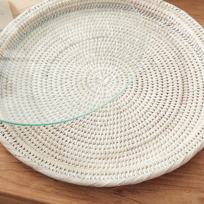 Burma Rattan Serving Platter, Whitewash