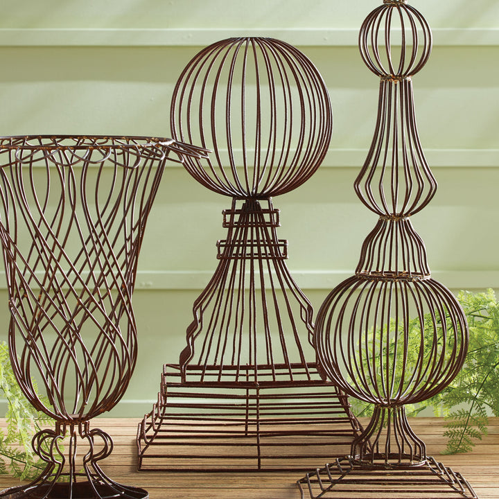 Oversized Weathered Iron Garden Accent Wire Orb