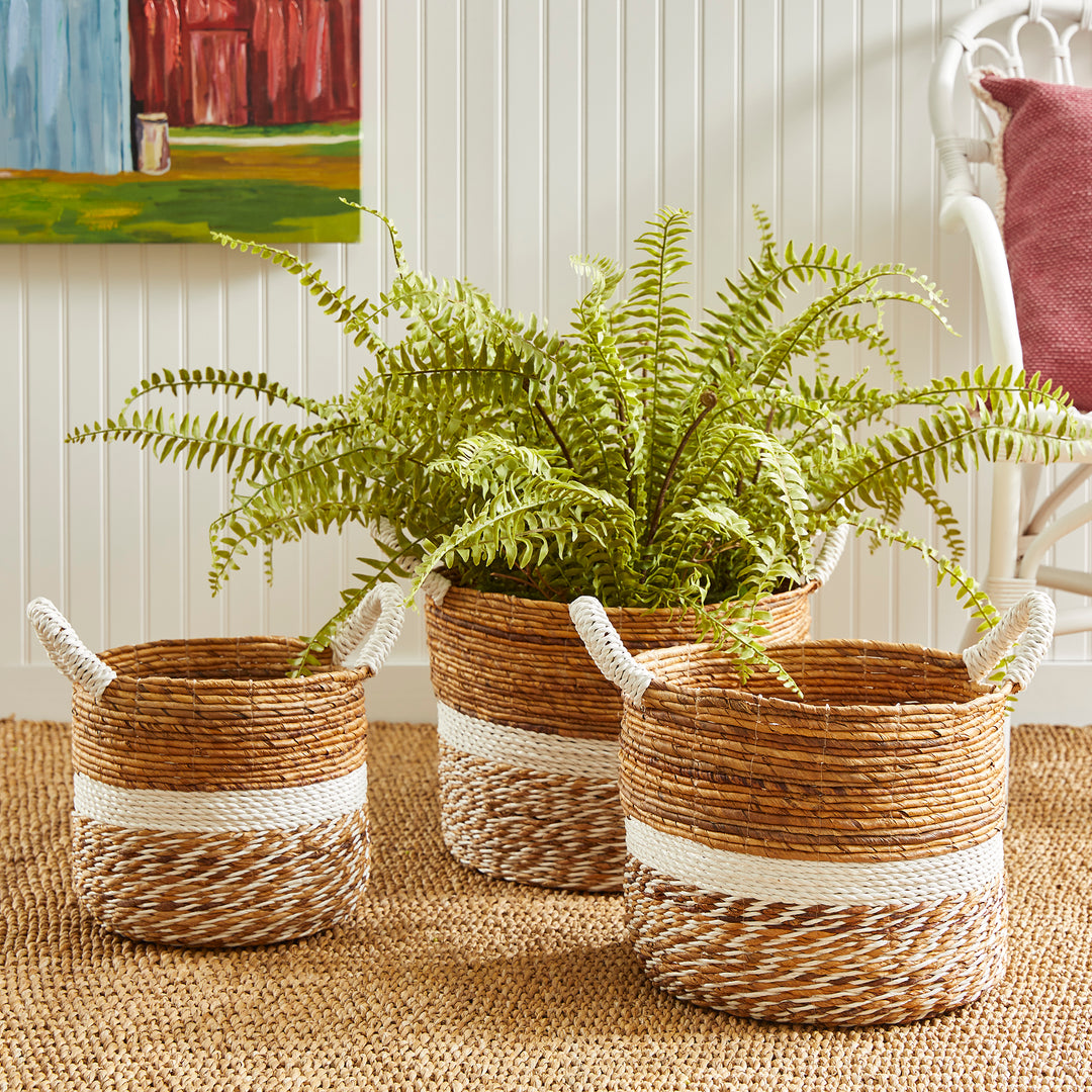 Banana Leaf Round Baskets, Set Of 3