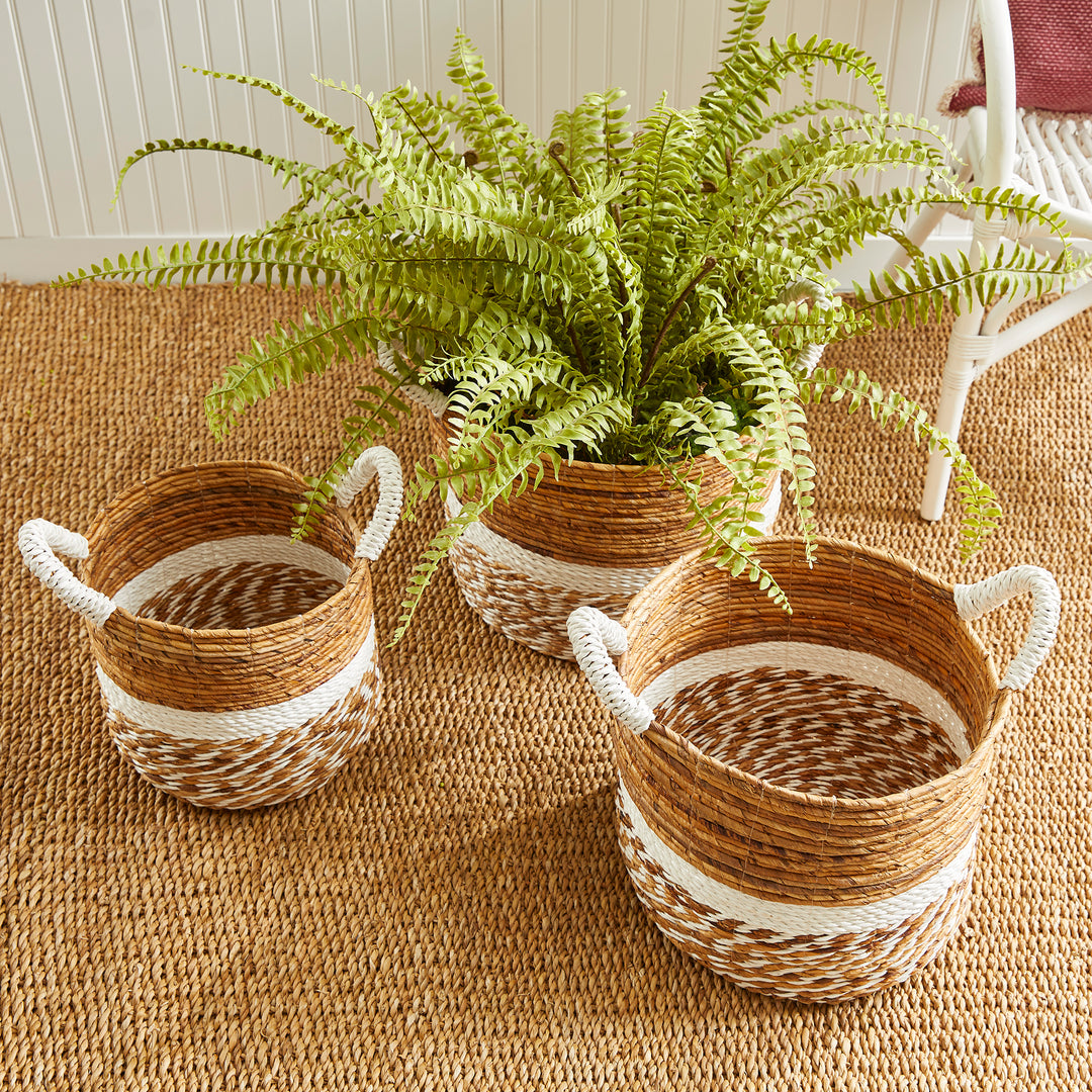 Banana Leaf Round Baskets, Set Of 3