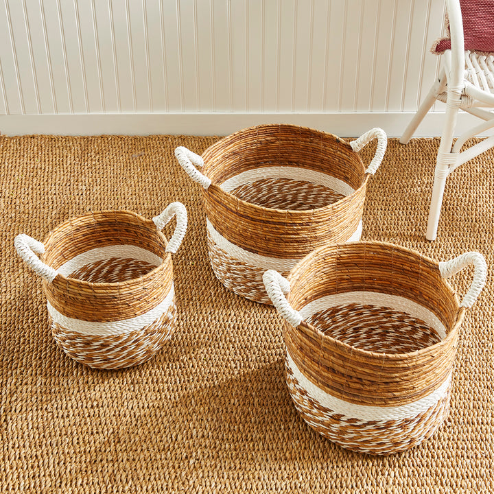 Banana Leaf Round Baskets, Set Of 3