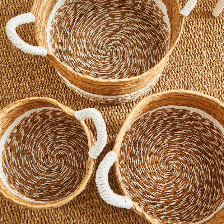 Banana Leaf Round Baskets, Set Of 3