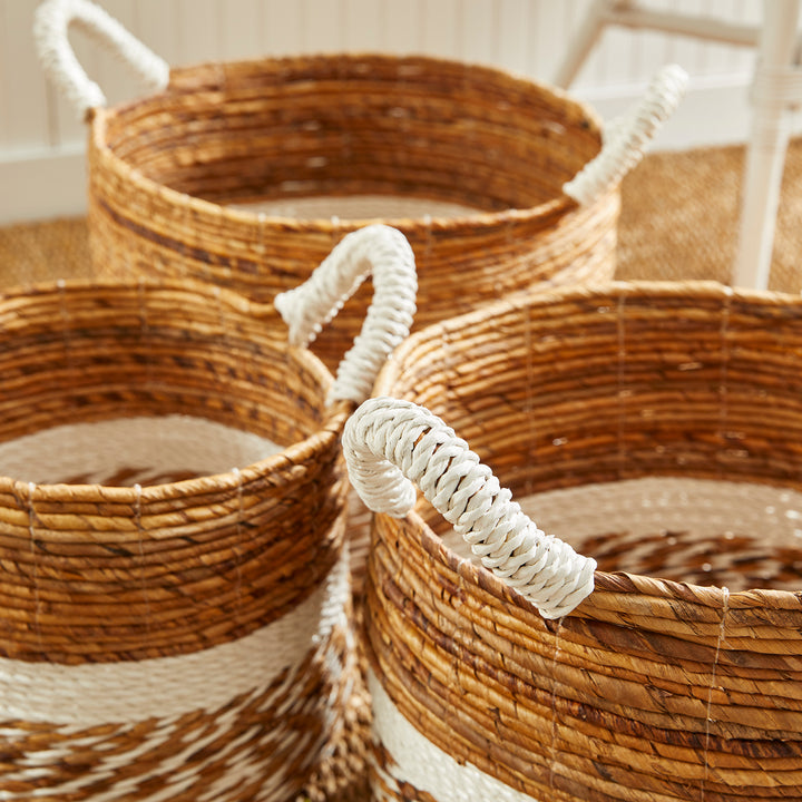 Banana Leaf Round Baskets, Set Of 3