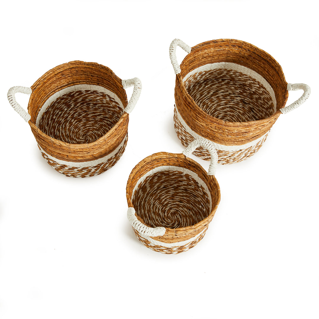 Banana Leaf Round Baskets, Set Of 3