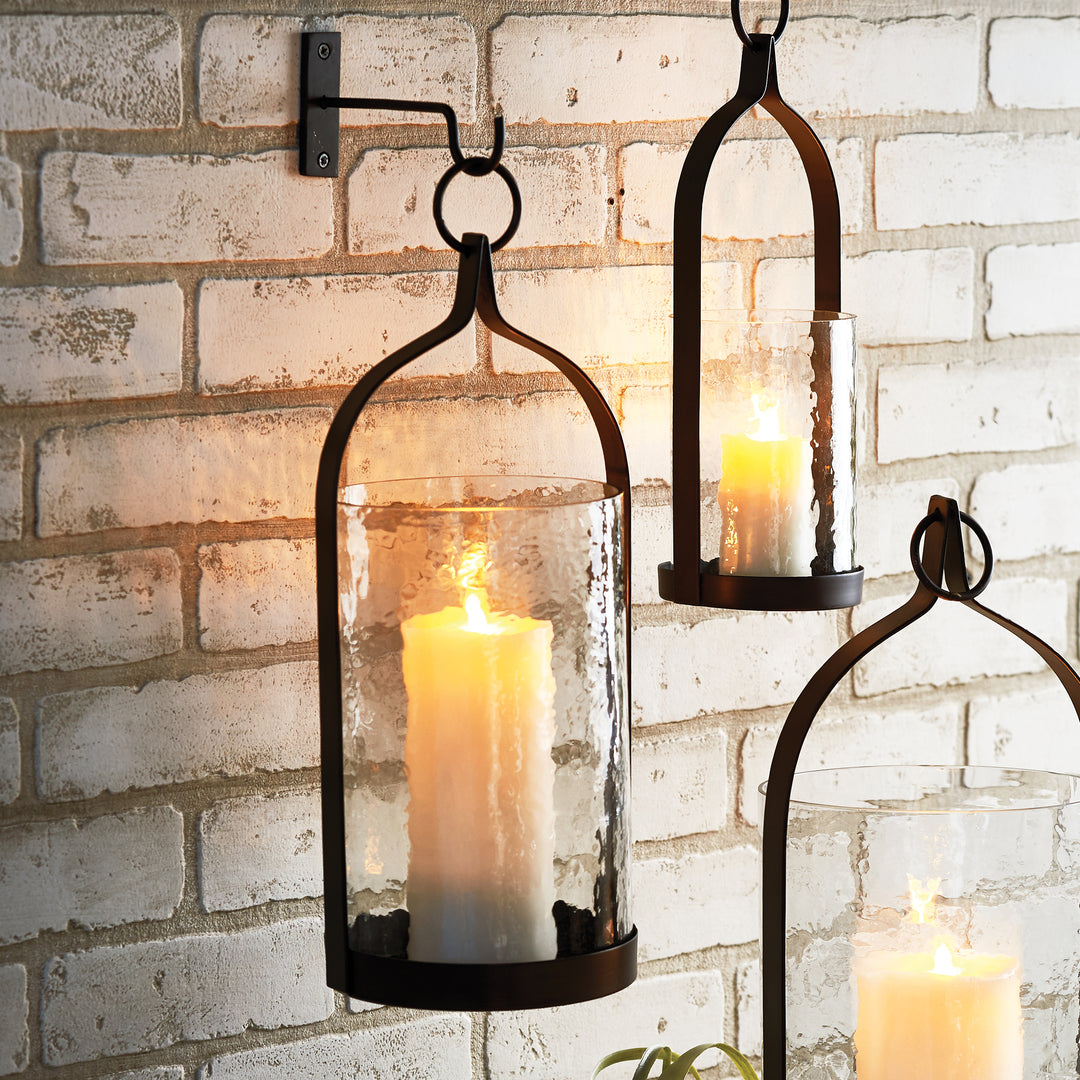 Small Wall Mounted Lantern Hurricane Candleholder with Hook