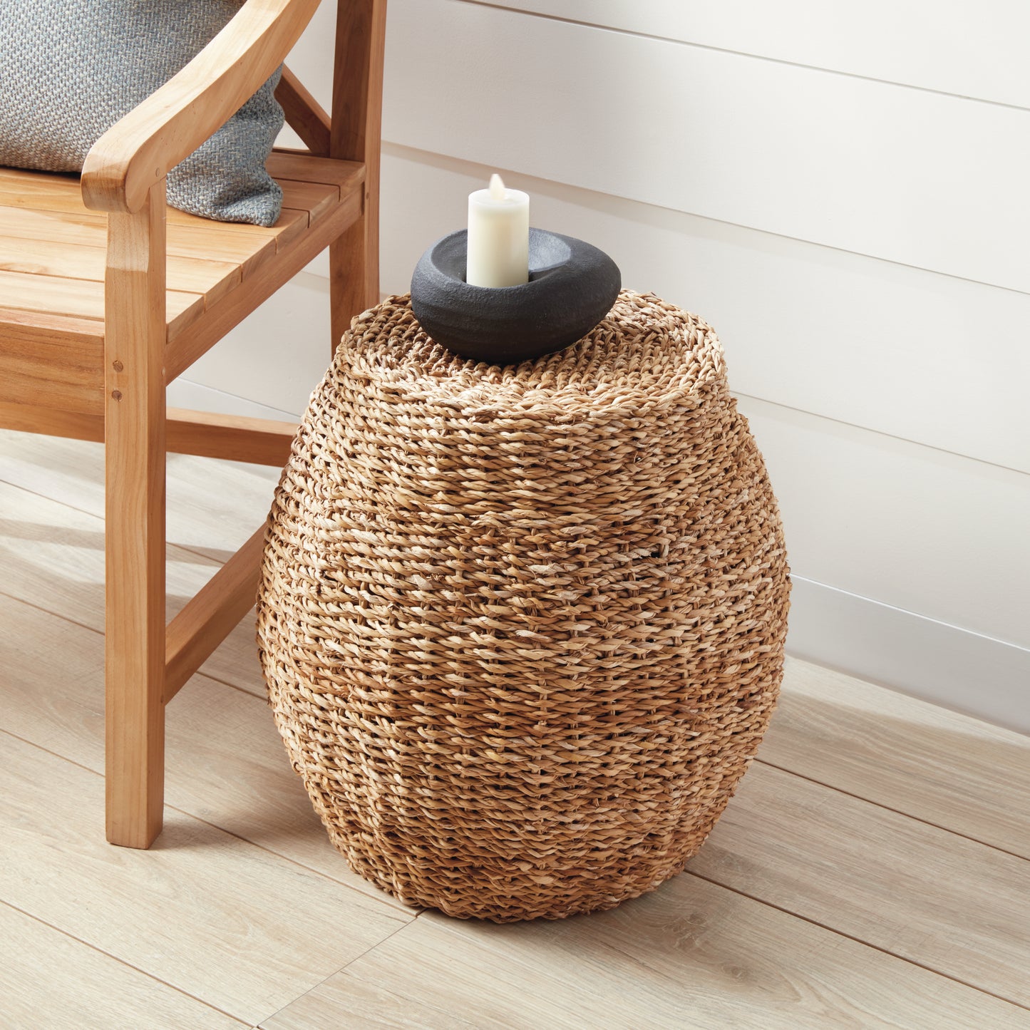 Seagrass Hourglass Pouf