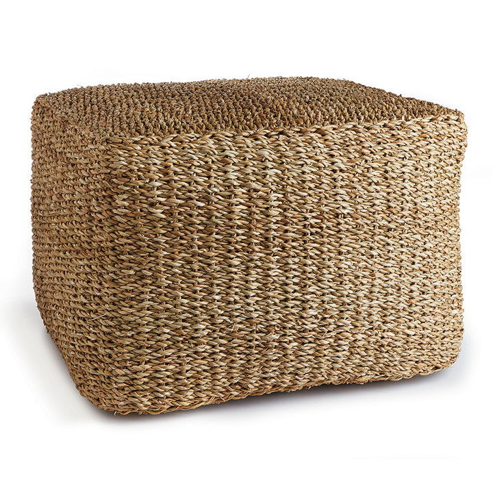 Bohemian Handwoven Natural Seagrass Square Ottoman