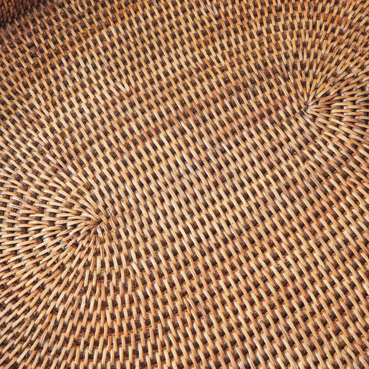 Brown Rattan Oval Serving Trays, Set Of 3