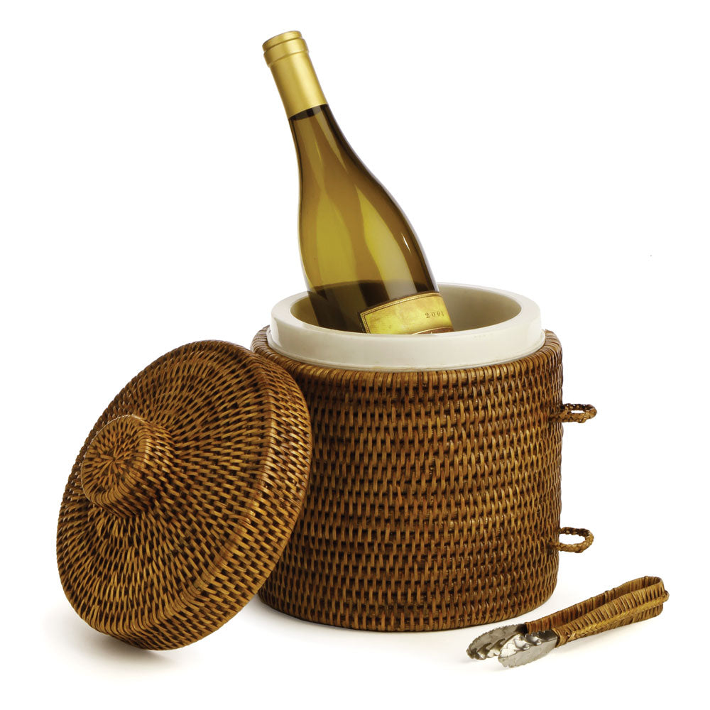 Handmade Burma Rattan Ice Box with Tongs