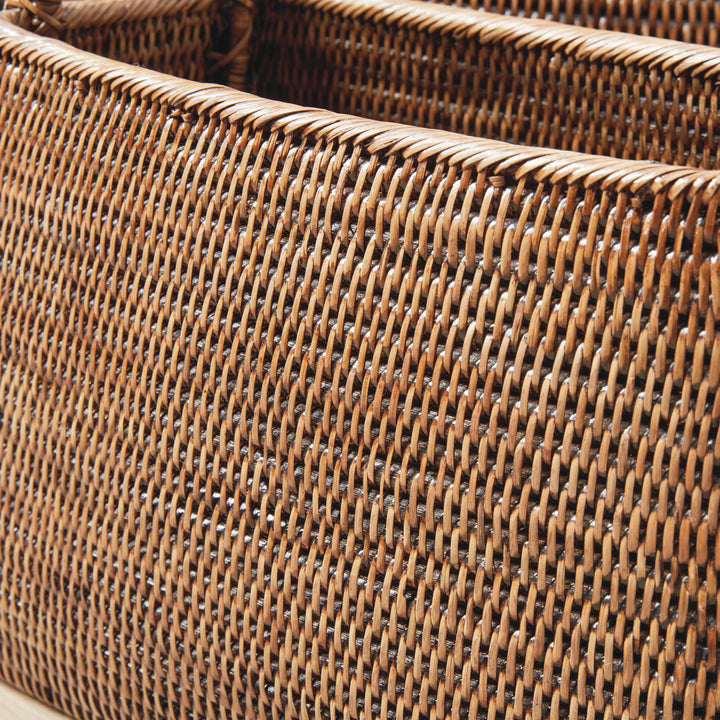 Burma Brown Rattan Narrow Magazine Baskets, Set Of 2