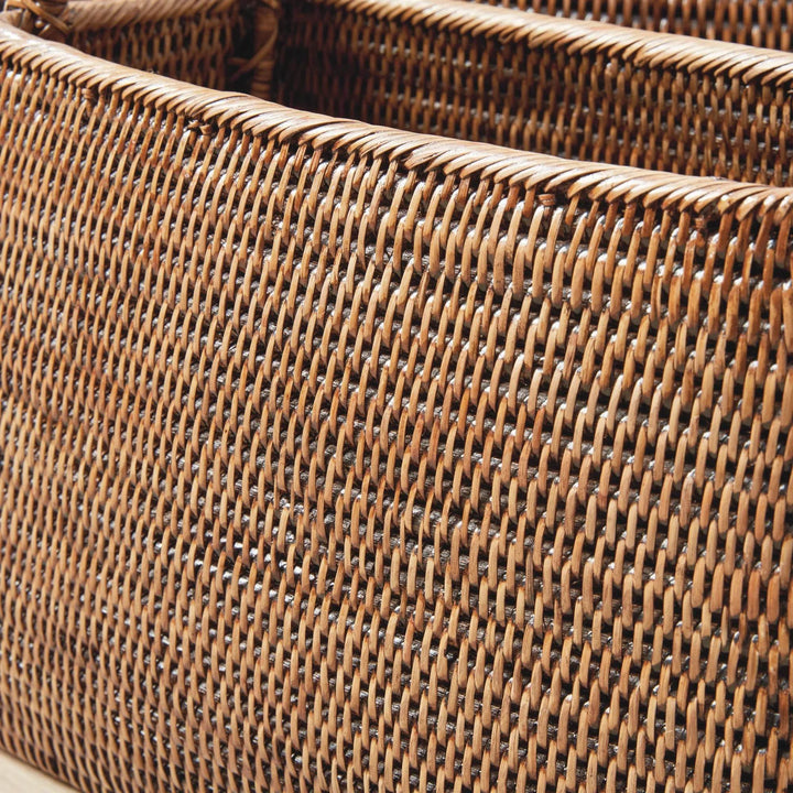 Burma Brown Rattan Narrow Magazine Baskets, Set Of 2 - Delamere Design