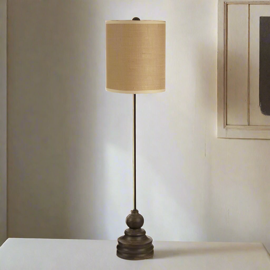 Tall Distressed Black Table Lamp