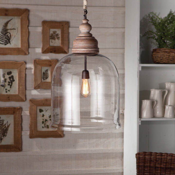 Glass Cloche Pendant Light 26"