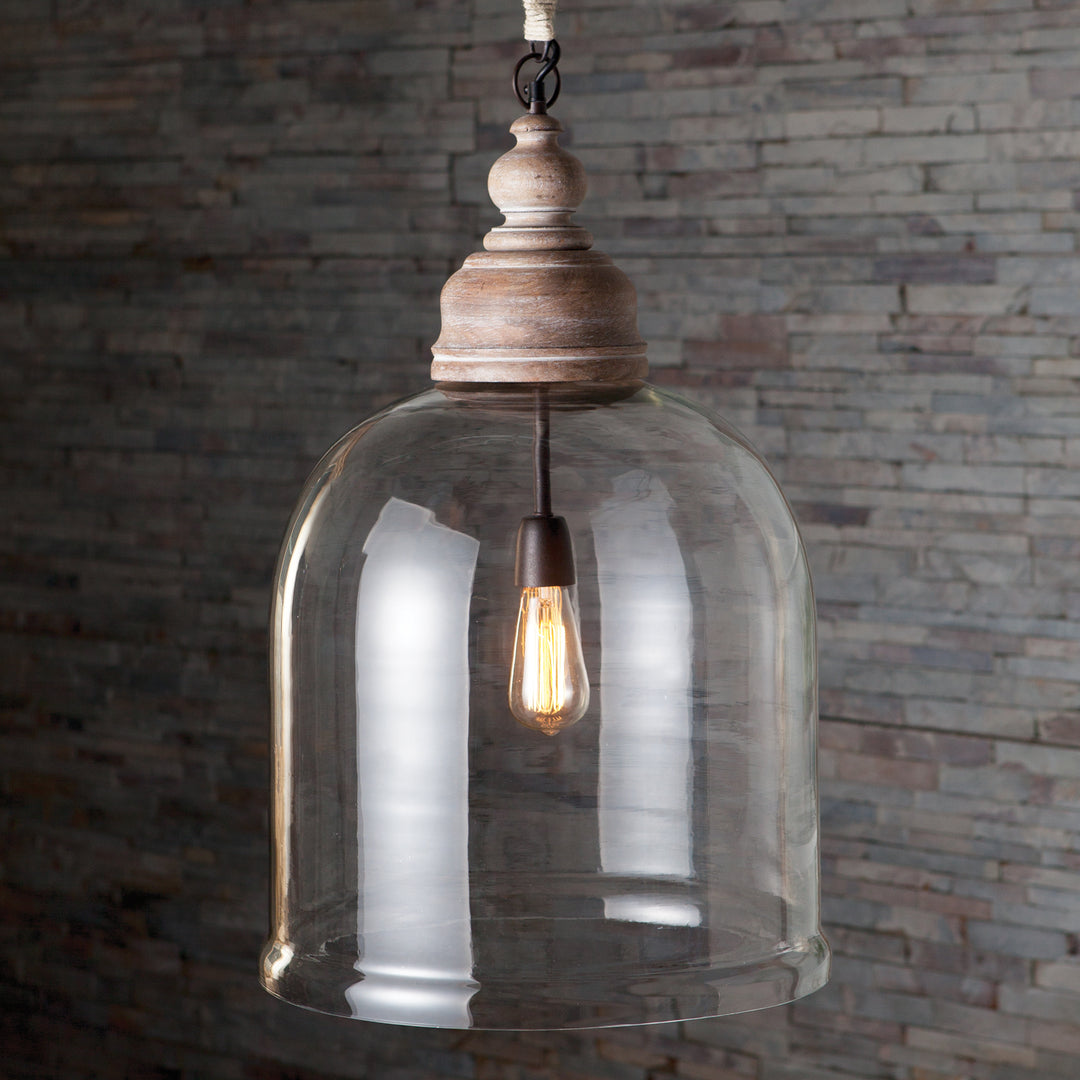 Glass Cloche Pendant Light 26"