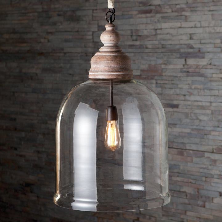 Glass Cloche Pendant Light 26"