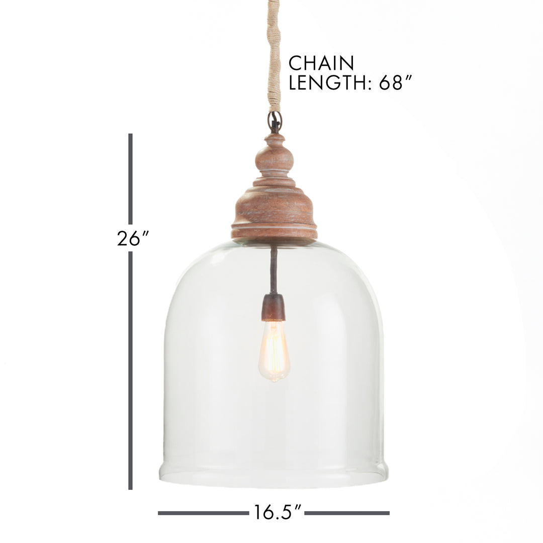 Glass Cloche Pendant Light 26"
